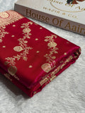 Banarasi Satin Silk Saree Cross Pattern in Rani Shades SS01