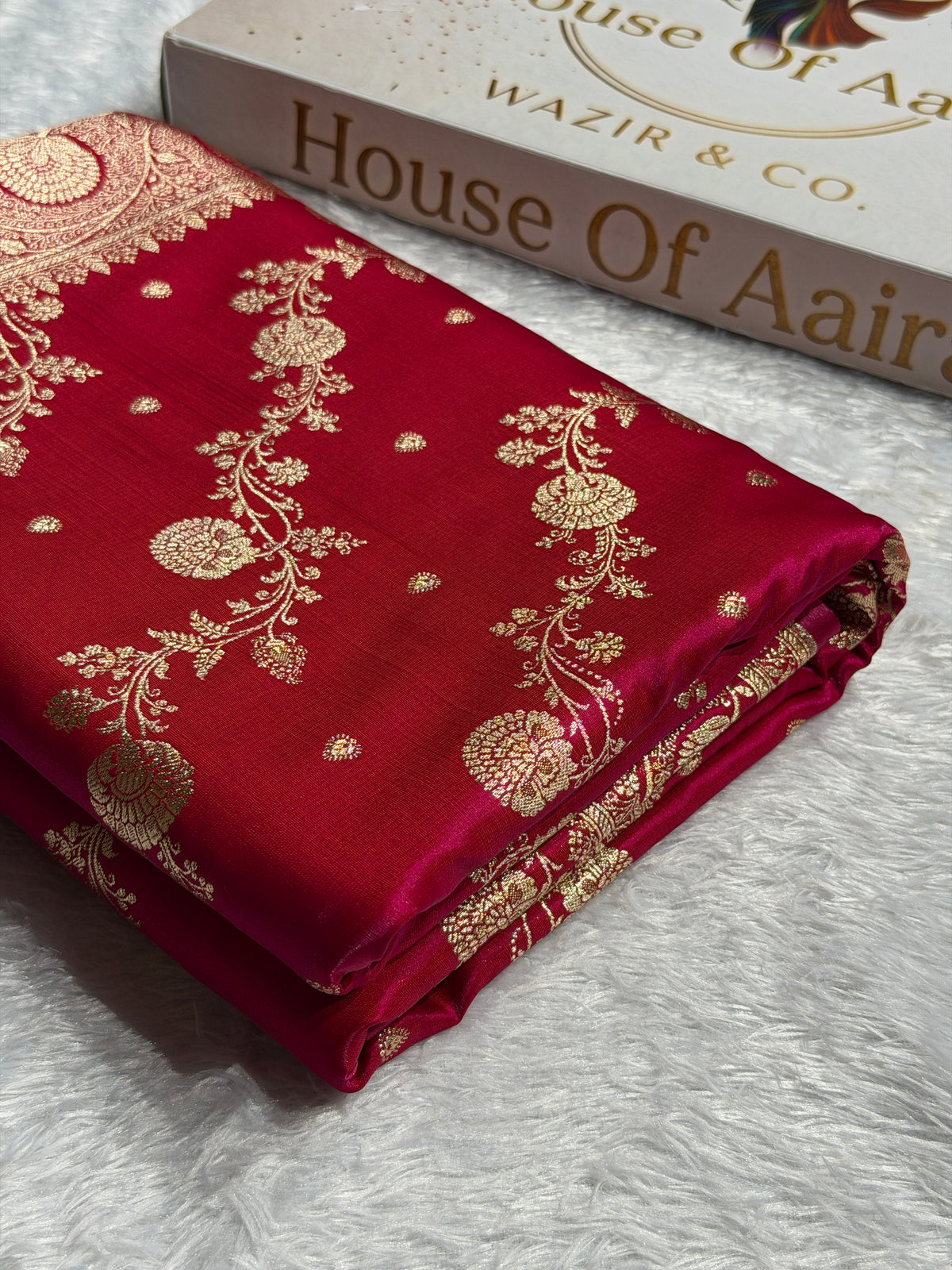 Banarasi Satin Silk Saree Cross Pattern in Rani Shades SS01