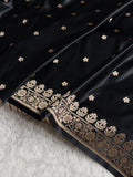 Banarasi Mashru Satin Silk Saree Booti Pattern Black Shades MSK14