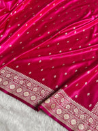 Banarasi Mashru Satin Silk Saree Booti Pattern Pink Shades MSK19
