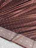 Banarasi Mashru Satin Silk Saree Tanchoi  Pattern in Brown Shades MSC04