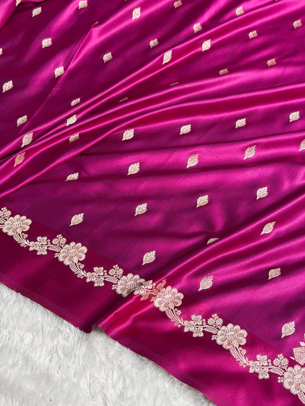 Banarasi Mashru Satin Silk Saree Booti Pattern Wine Shades MSK17