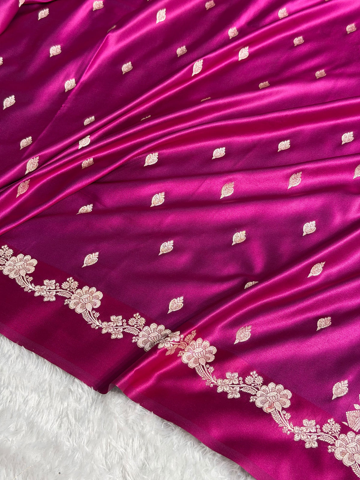 Banarasi Mashru Satin Silk Saree Booti Pattern Wine Shades MSK17