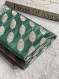 Banarasi Mashru Satin Silk Saree Cross Pattern Sea Green Shades MSK22