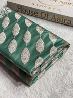 Banarasi Mashru Satin Silk Saree Cross Pattern Sea Green Shades MSK22