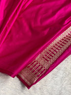 Banarasi Mashru Satin Silk Saree Varanasi Ghats and Pattern Pink Shades MSK21
