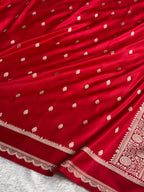 Banarasi Satin Katan Silk Saree Booti Pattern in Red Shades SK03