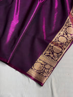 Banarasi Satin Silk Saree Cross Pattern in Wine Shades SS15