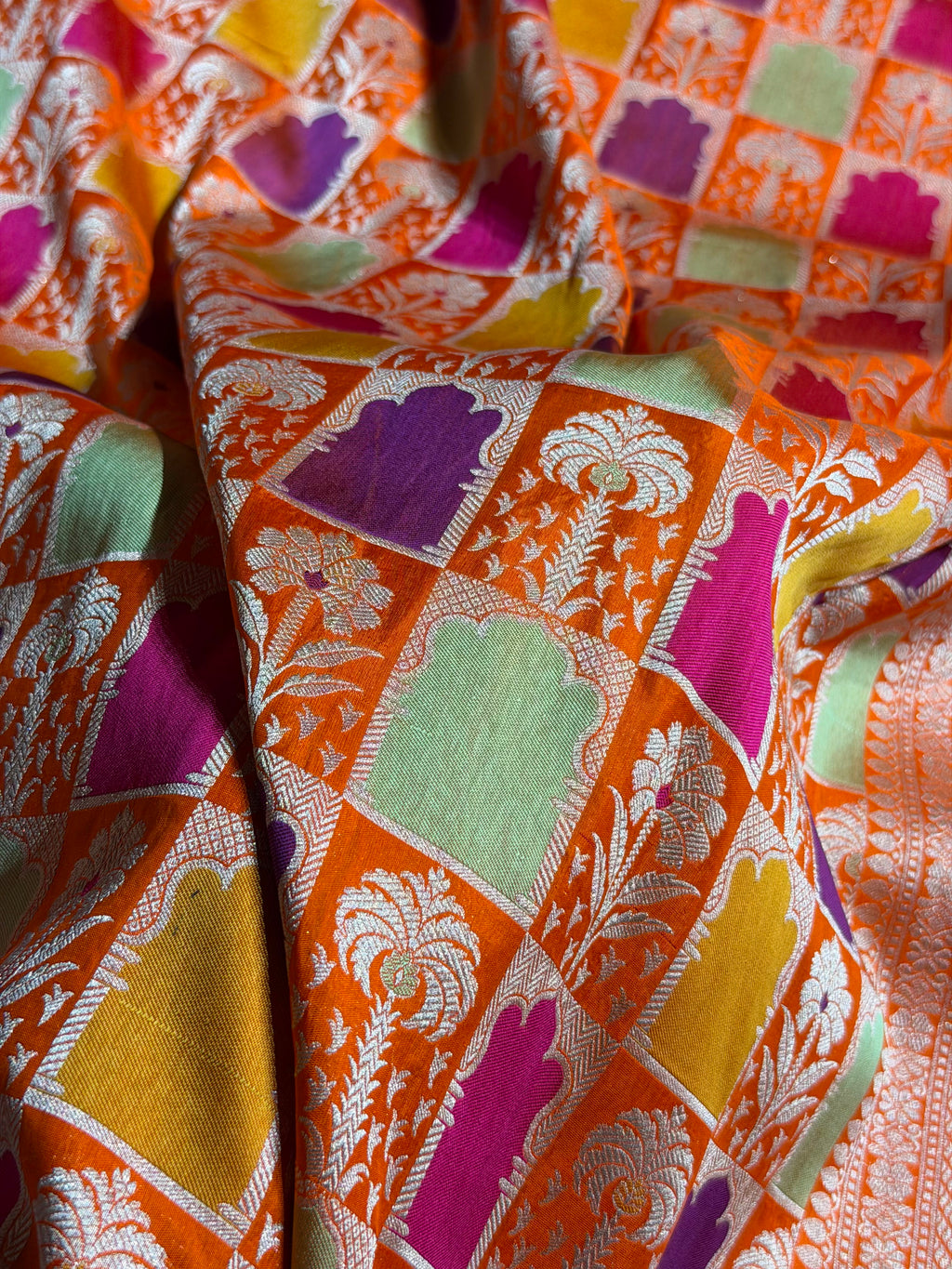 Banarasi Pure Katan Silk Saree with Minakari Rangkat Pattern in Multi Colour Shades PKM16