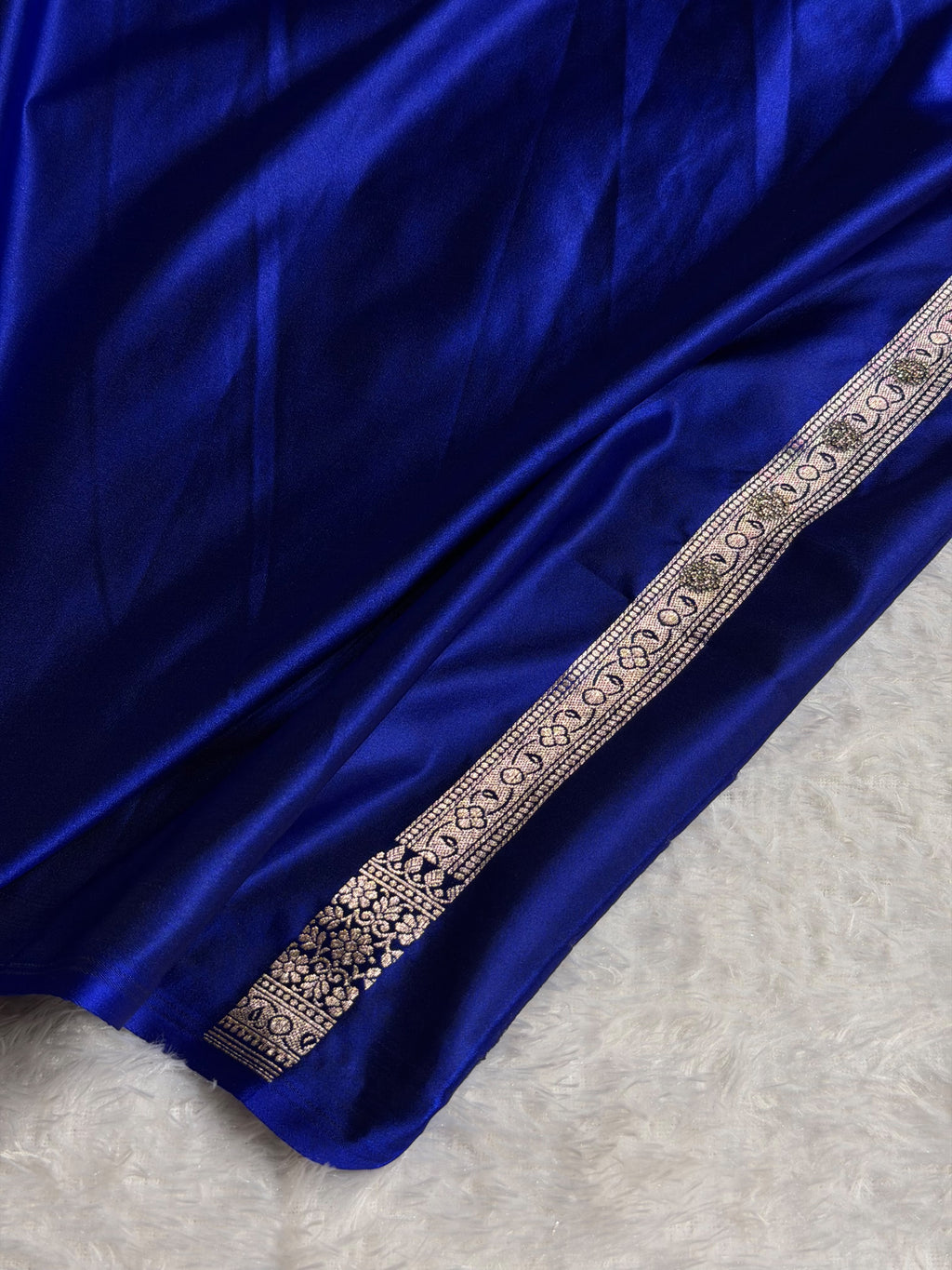 Banarasi Mashru Satin Silk Saree Booti Pattern With Swarovski Stone Work in Royal Blue Shades BMSK18