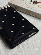 Banarasi Mashru Satin Silk Saree Booti Pattern Black Shades MSK14