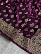 Banarasi Satin Silk Saree Booti Pattern With Swarovski Stone Work in Wine Shades BSS13