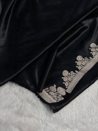 Banarasi Mashru Satin Silk Saree In Booti Pattern With Black Shades MSC01
