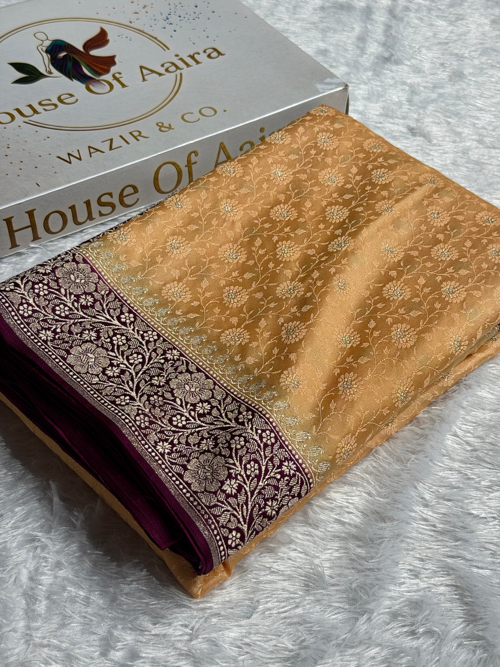 Banarasi Mashru Satin Silk Saree Tanchoi  Pattern Contrast Tusser & Wine Shades MSC04