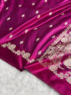 Banarasi Mashru Satin Silk Saree Booti Pattern Wine Shades MSK17