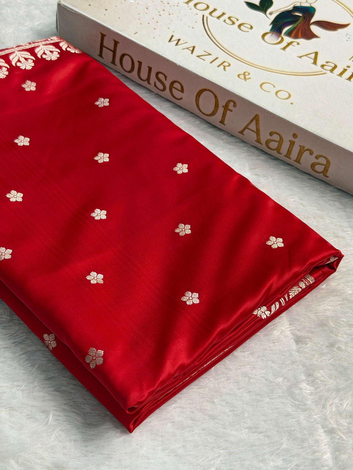 Banarasi Mashru Satin Silk Saree Booti Pattern Red Shades MSK14