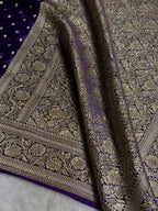 Bridal Banarasi Mashru Satin Silk Saree Booti Pattern with Swarovski Work In Purple Shades BMSC06