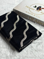 Banarasi Mashru Satin Silk Saree Cross Pattern Black Shades MSK12