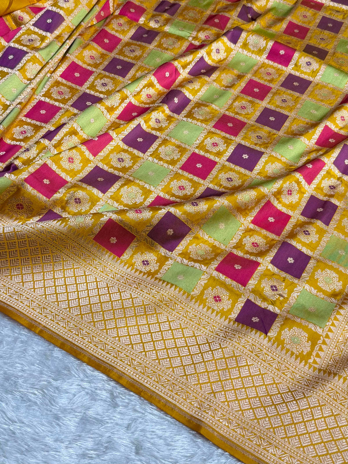 Banarasi Pure Katan Silk Saree with Minakari Rangkat Pattern in Multi Colour Shades PKM15