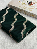 Banarasi Mashru Satin Silk Saree Cross Pattern Bottle Green Shades MSK12