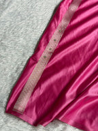 Banarasi Mashru Satin Silk Saree With Pearls & Swarovski Stone work Tanchoi Pattern Baby Pink Shades BMSK20