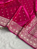 Banarasi Mashru Satin Silk Saree Booti Pattern Rani Pink Shades MSK26
