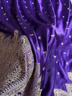 Bridal Banarasi Mashru Satin Silk Saree Skirt Pattern with Swarovski Work in Purple Shades BMSC02