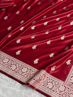 Banarasi Mashru Satin Silk Saree Booti Pattern in Maroon Shades MSK06