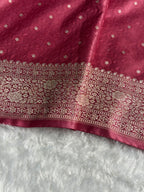 Banarasi Mashru Satin Silk Saree Tanchoi  Pattern in Strawberry Shades MSC04
