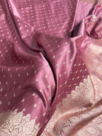 Banarasi Mashru Satin Silk Saree Tanchoi Pattern Mauve Pink Shades MSK20
