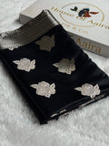 Banarasi Mashru Satin Silk Saree Boota Pattern Black Shades MSK15