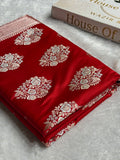Banarasi Mashru Satin Silk Saree Minakari Boota Pattern In Red Shades MSK37