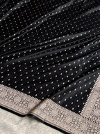 Banarasi Mashru Satin Silk Saree Booti Pattern Black Shades MSK18