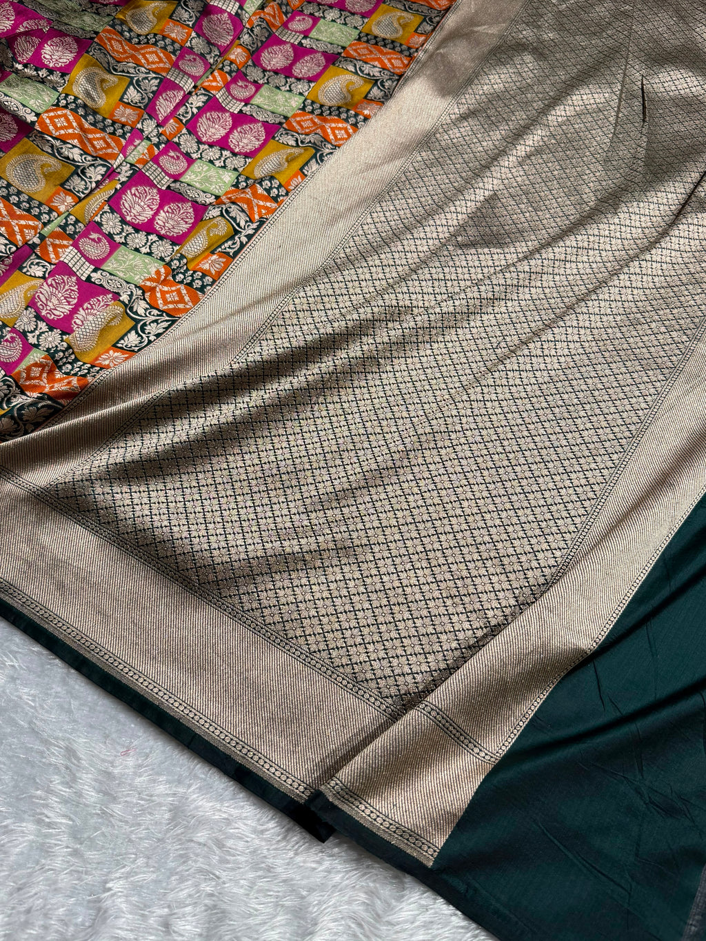 Banarasi Pure Katan Silk Saree with Minakari Rangkat Pattern in Multi Colour Shades PKM13