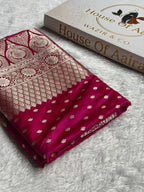 Banarasi Mashru Satin Silk Saree Booti Pattern Rani Shades MSK25