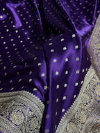 Bridal Banarasi Mashru Satin Silk Saree Booti Pattern with Swarovski Work In Purple Shades BMSC06