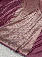 Banarasi Mashru Satin Silk Saree Tanchoi Pattern Mauve Pink Shades MSK20