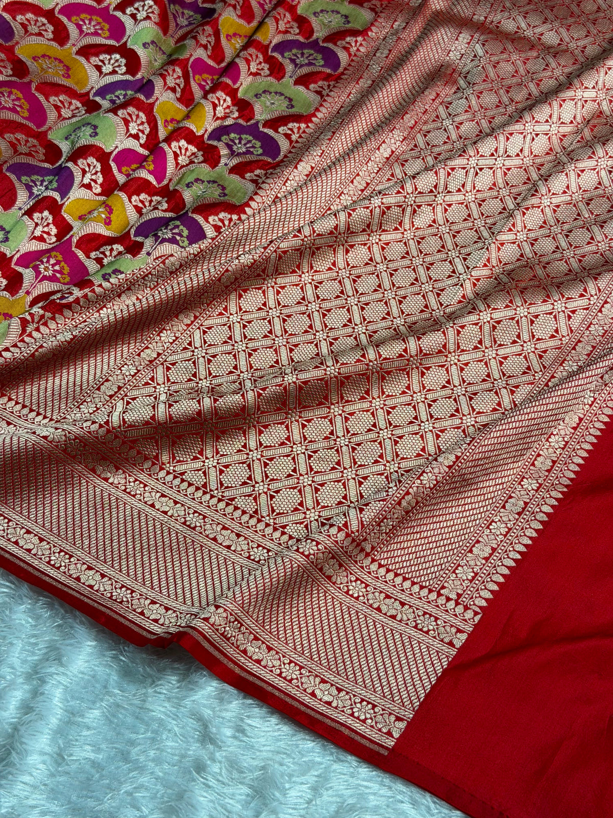 Banarasi Pure Katan Silk Saree with Minakari Rangkat Pattern in Multi Colour Shades PKM14