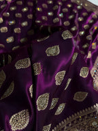 Banarasi Satin Silk Saree Booti Pattern With Swarovski Stone Work in Wine Shades BSS13