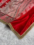 Red Bridal Banarasi Katan Satin silk saree Booti Ganga Ghaat with Swarovski & Gotta Patti Work BSKL01