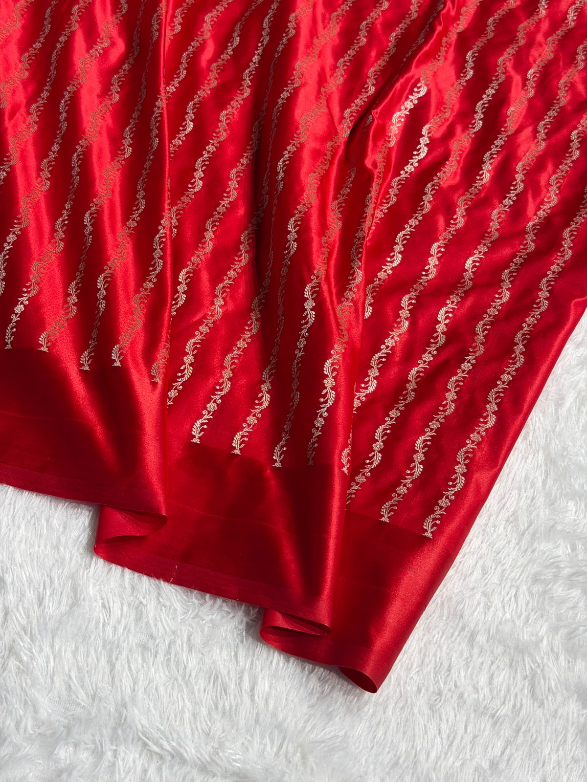Red Bridal Banarasi Katan Satin silk saree Booti Ganga Ghaat with Swarovski & Gotta Patti Work BSKL01
