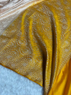 Banarasi Mashru Satin Silk Saree Tanchoi  Pattern Contrast Gold & Tusser Colour MSC04