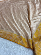 Banarasi Mashru Satin Silk Saree Tanchoi  Pattern Contrast Gold & Tusser Colour MSC04