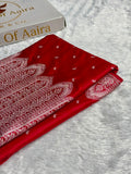 Banarasi Mashru Satin Silk Saree with Scallop Pattern In Red Shades MSC02