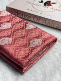 Banarasi Mashru Satin Silk Saree Buti Tanchoi Pattern in Peach shades MSK05