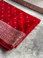 Banarasi Mashru Satin Katan Saree Booti Pattern in Red Shades MSK04