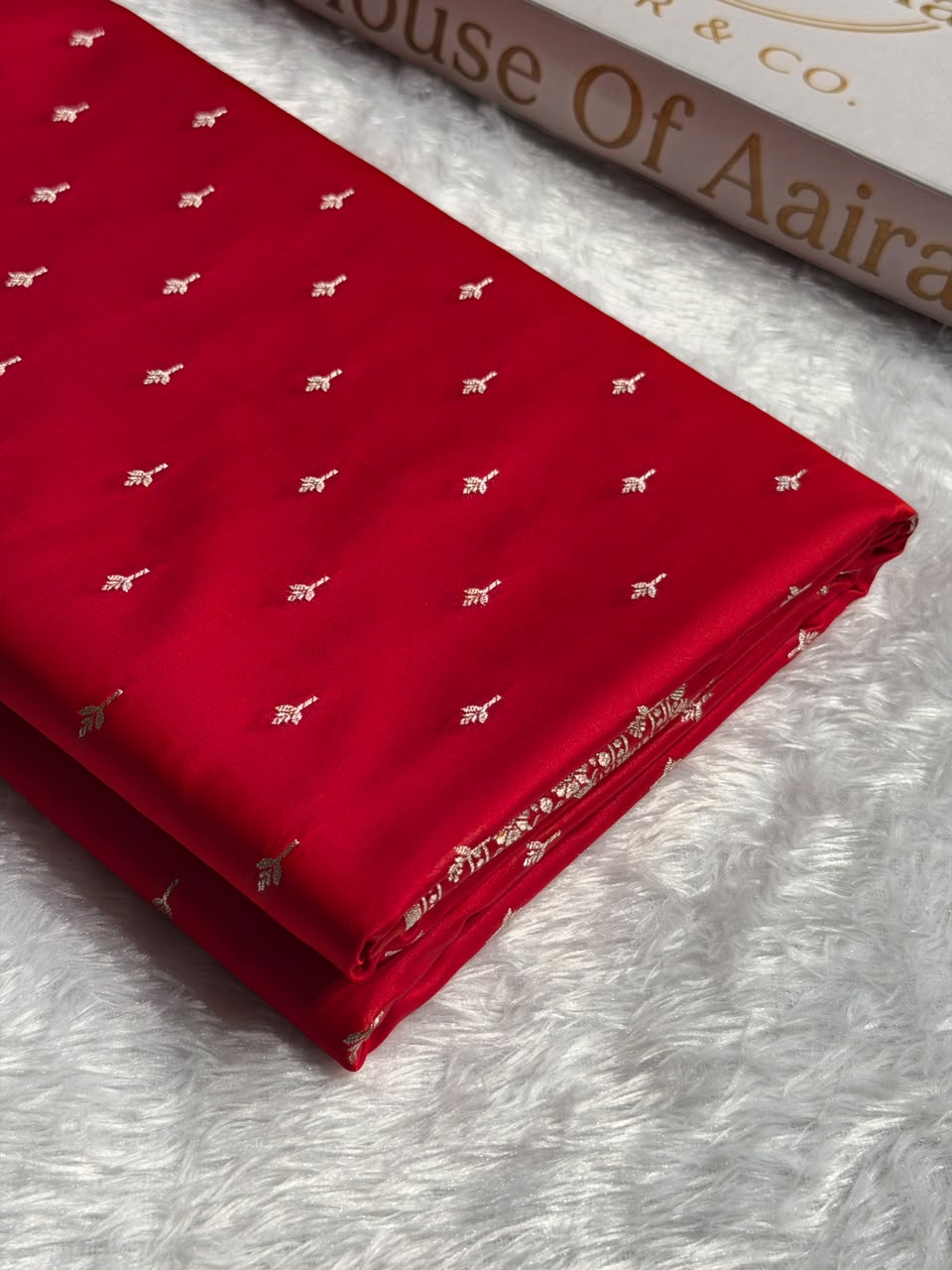 Banarasi Mashru Satin Katan Saree Booti Pattern in Red Shades MSK04
