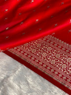 Banarasi Mashru Satin Katan Saree Booti Pattern in Red Shades MSK04