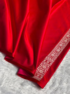 Banarasi Mashru Satin Katan Saree Booti Pattern in Red Shades MSK04