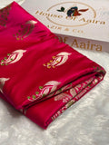 Banarasi Mashru Satin Silk Saree Boota With Minakaari Pattern In Rani Shades MSK03